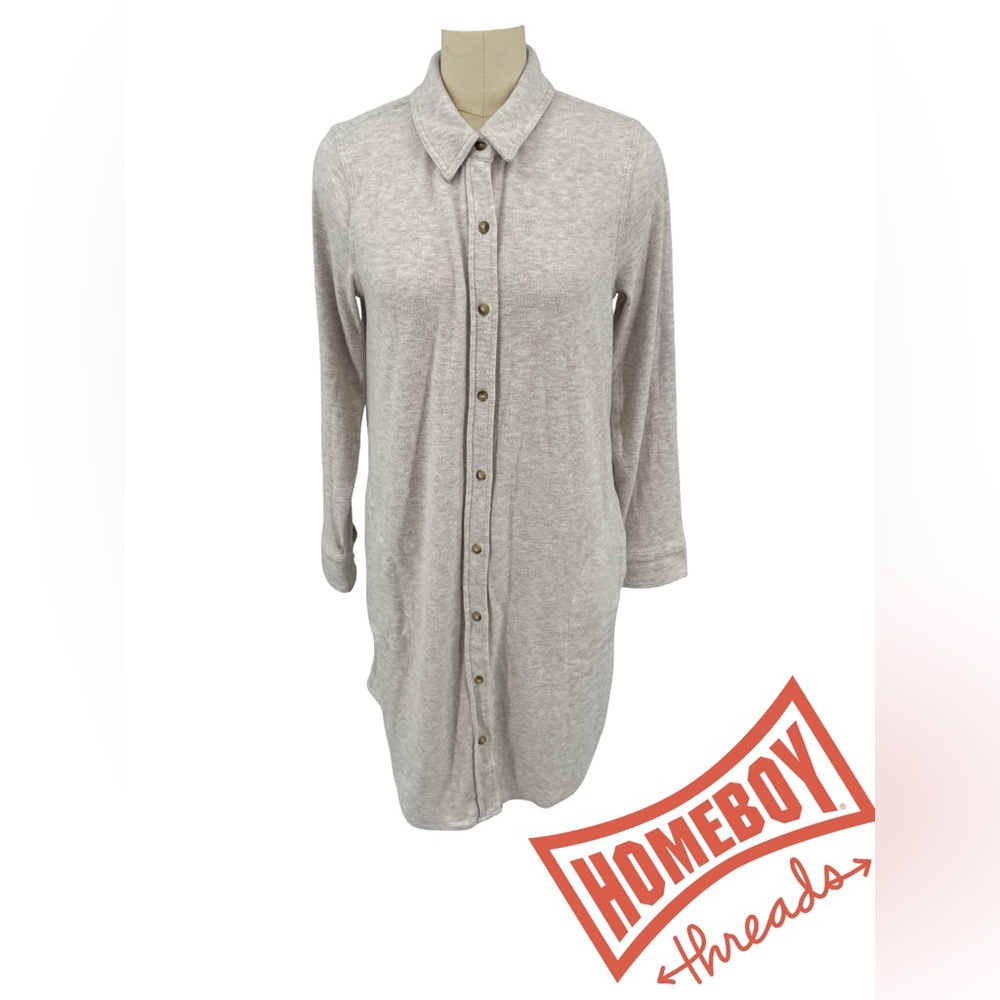 Faherty Beige Button-Up Shirt Dress Size:L
